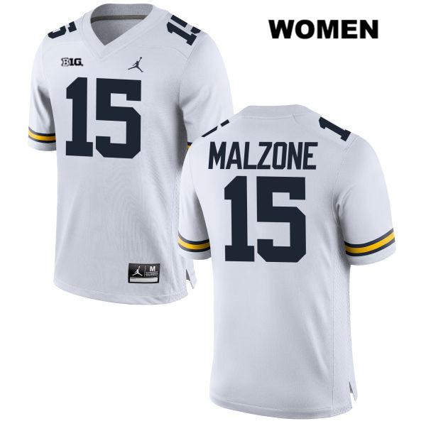 Women's NCAA Michigan Wolverines Alex Malzone #15 White Jordan Brand Authentic Stitched Football College Jersey PB25F20PZ